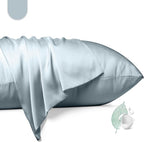 100% Mulberry Silk Pillowcase 2 Pack,King Size Silk Pillow Cases for Hair and Skin,Silky Smooth Bed Pillow Cover with Hidden Zipper,Natural Silk Pillow Case Set of 2 (Ash Blue, King 20X36)