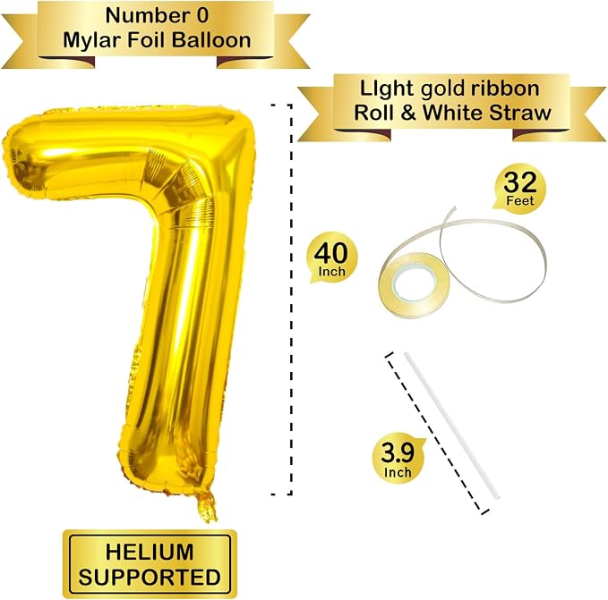 Gold Number Balloons Birthday Balloons - Image 2