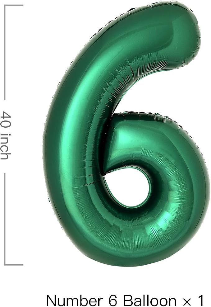 Dark Green Number 6 Balloons Large Emerald Green Number Balloons 40 Inch Jungle - Image 2