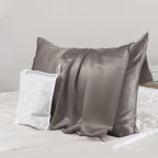 PROMEED Grey Silk Pillowcase Queen Size - Both Sides 23 Momme Grade 6A+Mulberry Silk Pillow Case Covers for Hair and Skin, Soft and Acne Free (Queen 20"x30", Grey)