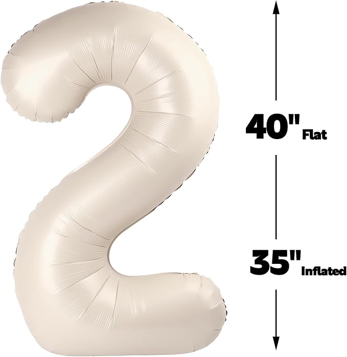 Cream White 40 Inch Large Number 25 52 Birthday Balloon, 25 52 Birthday - Image 2