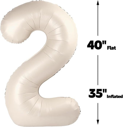 Cream White 40 Inch Large Number 25 52 Birthday Balloon, 25 52 Birthday - Image 2