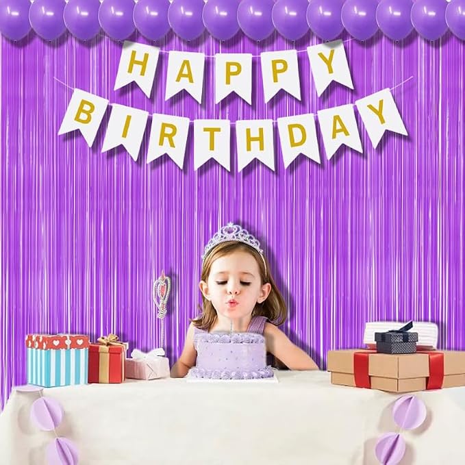 BRAVESHINE Purple Streamers Party Backdrop Pastel Fringe Curtains | 2 Pack | - Image 3