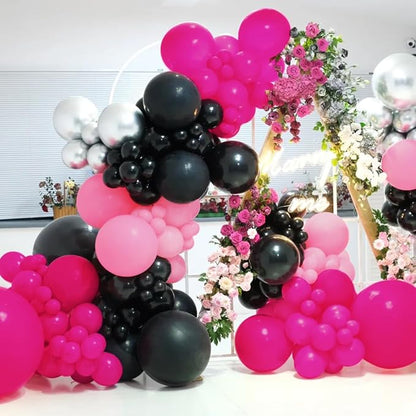 Black Red Pink Silver Balloon Garland Arch Kit - Image 3