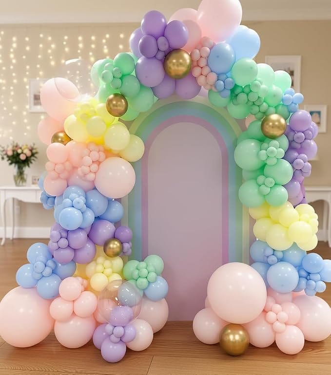 Pastel Rainbow Balloon Garland Kit 181Pcs Macaron Easter Balloon Arch Kit - Image 6