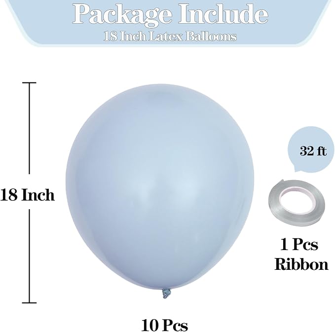 18 inch Pastel Blue Balloons - Image 2