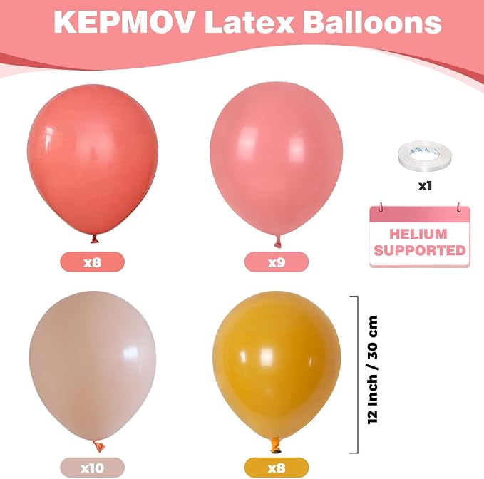 Pink and Yellow Balloons, 12 Inch Retro Blush Yellow Balloons, Dusty Pink Maca - Image 2