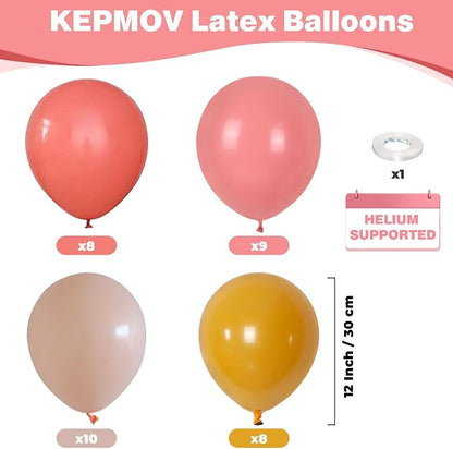 Pink and Yellow Balloons, 12 Inch Retro Blush Yellow Balloons, Dusty Pink Maca - Image 2