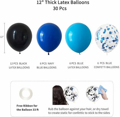 ANSOMO Blue and Black Happy Birthday Party Decorations - Image 4