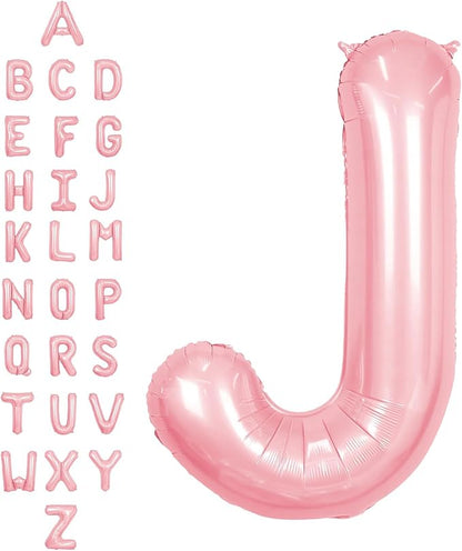 SUWEN 40 Inch Pink Large J Letter Balloons Big Foil Helium A-Z | Jumbo Mylar by SUWEN