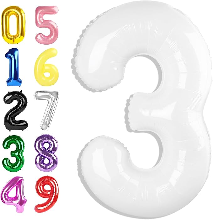 Number Balloons 40 Inch White 2 Balloon by Argthjy