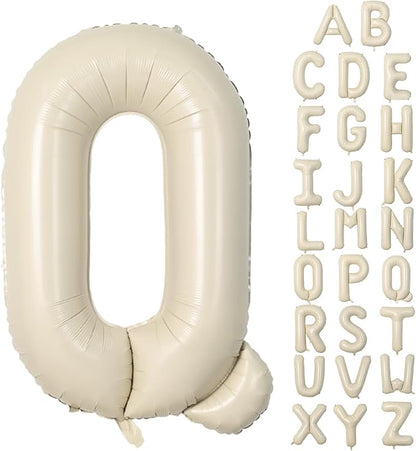 Cream Q Letter Balloons, 40 Inch Letter Q Balloon Beige, Helium Custom Letter by Dagelar