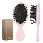 Mini Hair Bursh for Women,girls-Protable Travel Size Hair Brush for Pockets,Purse,backpack-Mini Detangler Brush for All Hair Types,Small Hair Brush for Detangling(Pink)