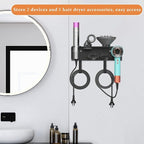 Affogato Hair Dryer Holder Wall Mount Compatible with Dyson Supersonic HD16 Airwrap Straightener, 2 in 1 Airstrait Organizer Stand, Metal Blow Dryer Attachments Storage Rack for Bathroom and Salon