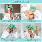 Shintop Face Wash Headband, Soft Makeup Headband with Cute Bow Elastic Spa Headwear for Skincare Facial Mask Showers (Pea Green)