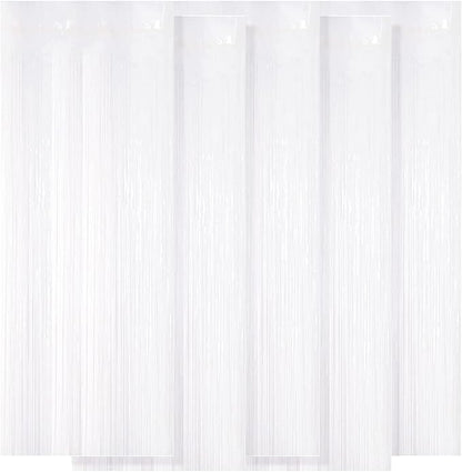 5 Pack White Fringe Foil Curtain 3.2ft x 8.2ft Tinsel Backdrop Streamers by Ohiyoo
