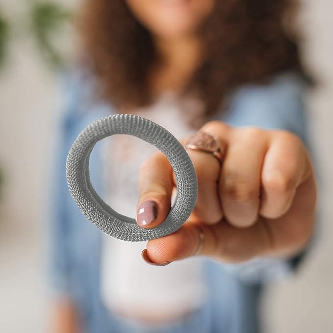 Burlybands Large Hair Ties for Thick, Heavy or Curly Hair - Non-Slip, Non-Damage, Seamless Women's Ponytail Scrunchies - Lt Gray, 3 Pcs