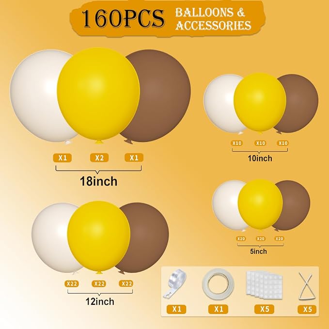 Yellow Brown White Balloon Garland Arch Kit - Image 2