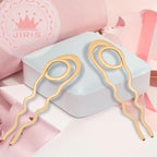 2PCS French Hair Pins Large U-Shaped Pins for Women and Girls Fashion Metal Hair Pin French Twist Hair Pins for Buns, Updos,Stylish and Functional(set7-gold)