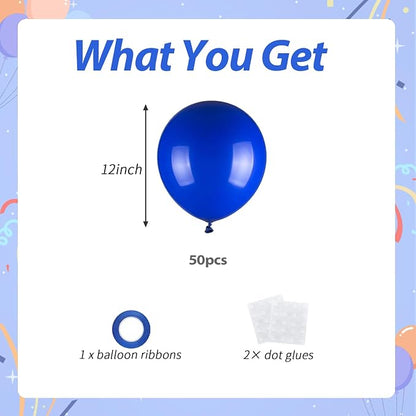 50pcs Royal Blue Balloons, Helium 12inch Dark Blue Party Balloons - Image 2