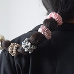 Byitre 6PCS 100% Pure Mulberry Silk Hair Tie,Natural Silk Hair Scrunchie Worn on Trip, Party, Daily Life and Other Occasions, Suitable for Giving Yourself, Family and Friends Hair Accessorie(Black)