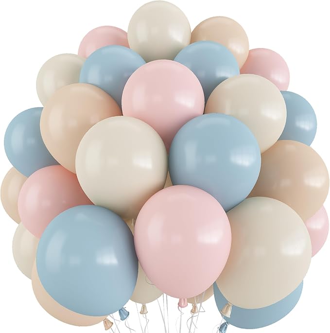 Dusty Pink Blue Balloon 60 Pcs Gender Reveal Balloons Blush Pink Slate Blue by Froova