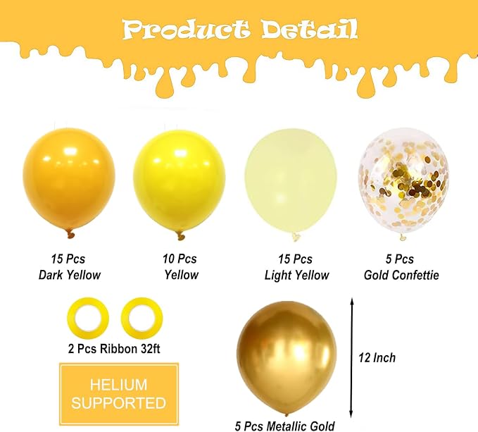 Yellow Gold Confetti Party Balloons - Image 2