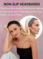Sweat Bands Headbands for Women Non Slip, Workout Headbands with Grip - Women Sports Head Bands for Women's Hair, Moisture Wicking Sweatbands for Running Yoga Athletic