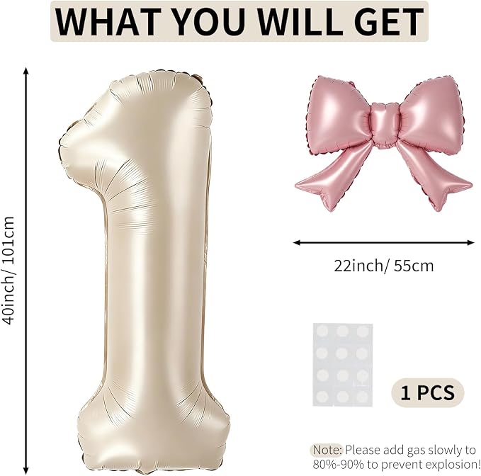 40 Inch Cream Number 1 Balloon - Image 2
