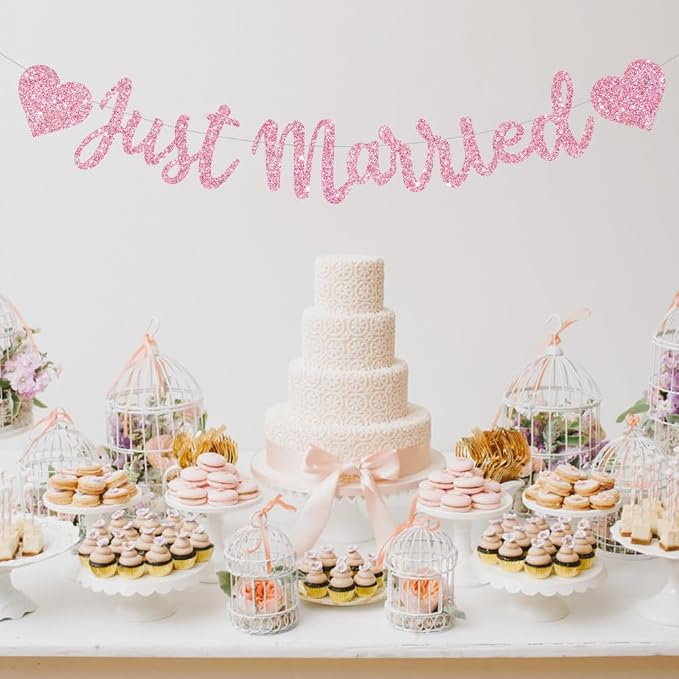 BEISHIDA Pink Just Married Banner - Image 6