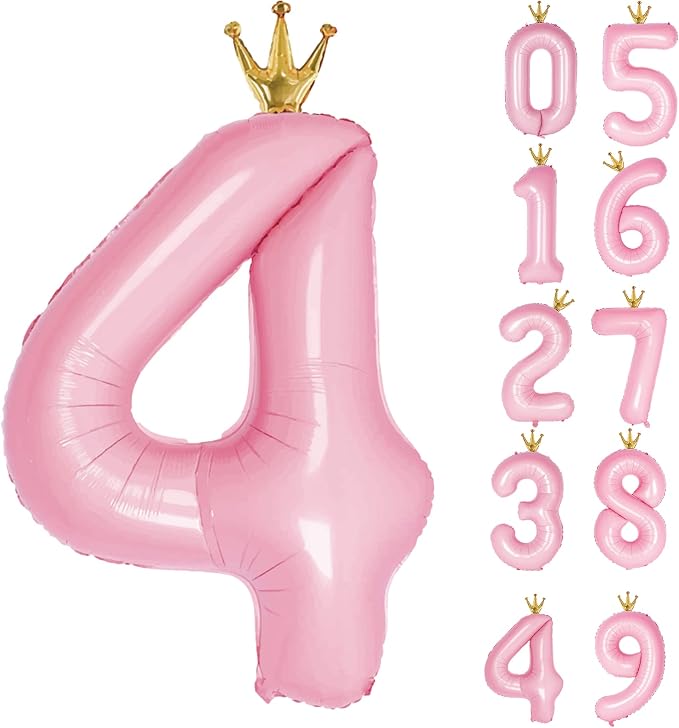 Giant Light Pink Number 4 Balloon by GifloonOfficial