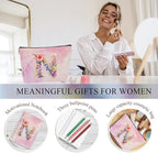 Personalized Gifts Monogrammed Birthday Gifts for Women, Colleague, Female Farewell Christmas, Initial 20 oz Tumbler, Makeup Cosmetic Bag Cup Pens Journal Notebook 6 Set, (Aesthetic Pink Flower N)