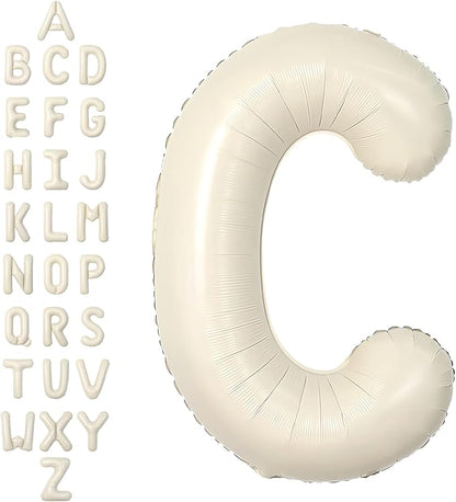 SUWEN 40 Inch Cream Large C Letter Balloons Big Foil Helium A-Z | Jumbo Mylar by SUWEN
