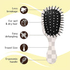 Mini Hair Brush,Cute Detangling Travel Hair Brush,Soft Bristles for Effortless Tangle Removal,Detangler Hairbrush for Women Men Boys Girls Kids Wet Dry All Hair Types (Grey Grid, Mini)