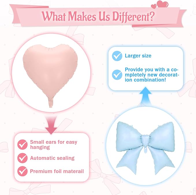 Pink Blue Bow Balloon Set​ - Image 5