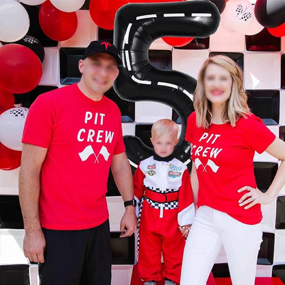 TONIFUL 40 Inch Large Race Car Number 5 Balloon 5th Birthday Decorations | 5th - Image 4