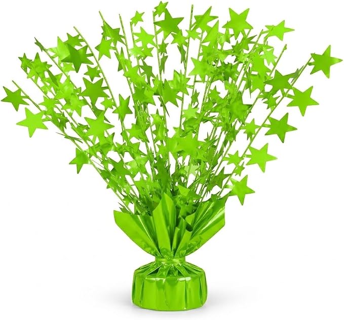 PMU 6 Pack Bursting Star Metallic Foil Spray Centerpiece- Lime Green Balloon by PMU