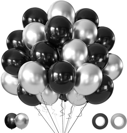 Black and Silver Balloons, Graduation, New Years, Engagement Party Decorations by AIOZX
