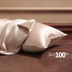 Beige Silk Pillow Cases with Zipper Made in USA, Real Silk Pillowcase for Acne Prone Skin Standard Size, 6A Grade Pure 22 Momme, 1 Pc 20"x26" (Standard, Beige)