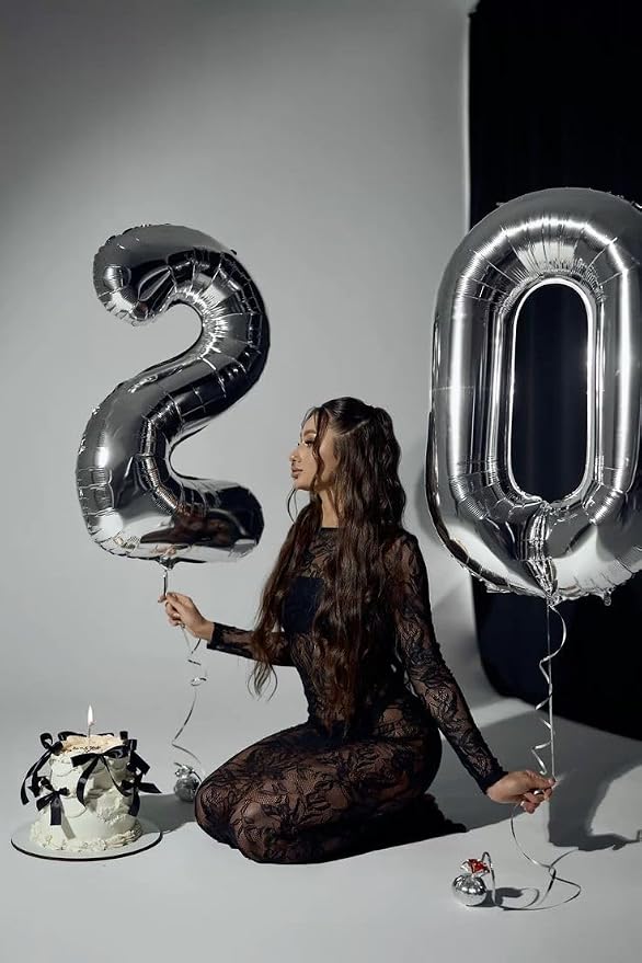 Large Number Balloons 40 Inch Silver 20 Balloon - Image 2