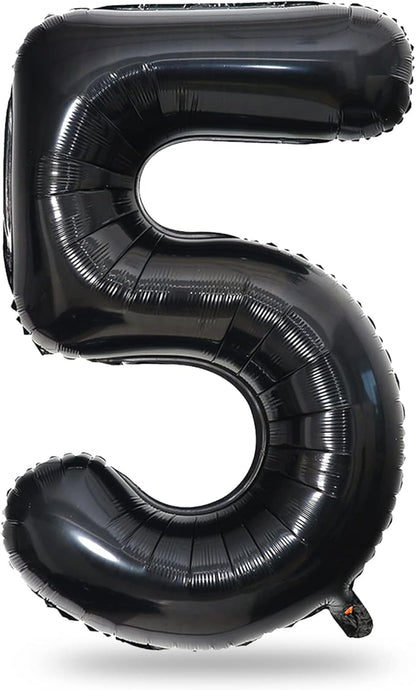 Black 5 Balloons, 40 Inch Large Foil Number Balloons Set 0-9, Self Inflating by Lingqiang