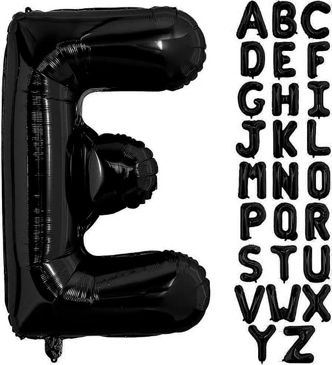 Black Letter E Balloons, E Balloon 40 Inch E Balloon Letter by BBPOOL