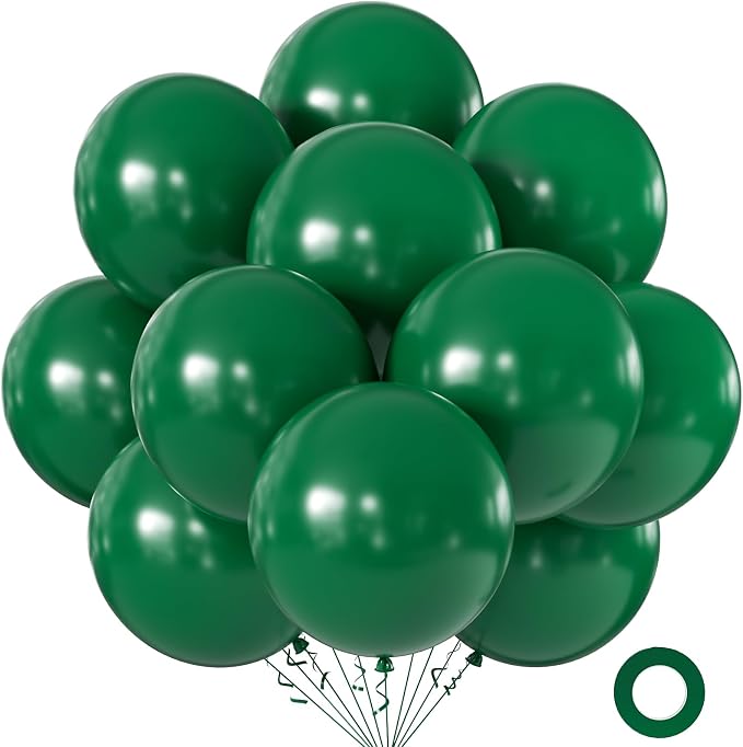 Dark Green Balloons 18 Inch 24 Pack Matte Helium Latex Round Balloons by KALOR
