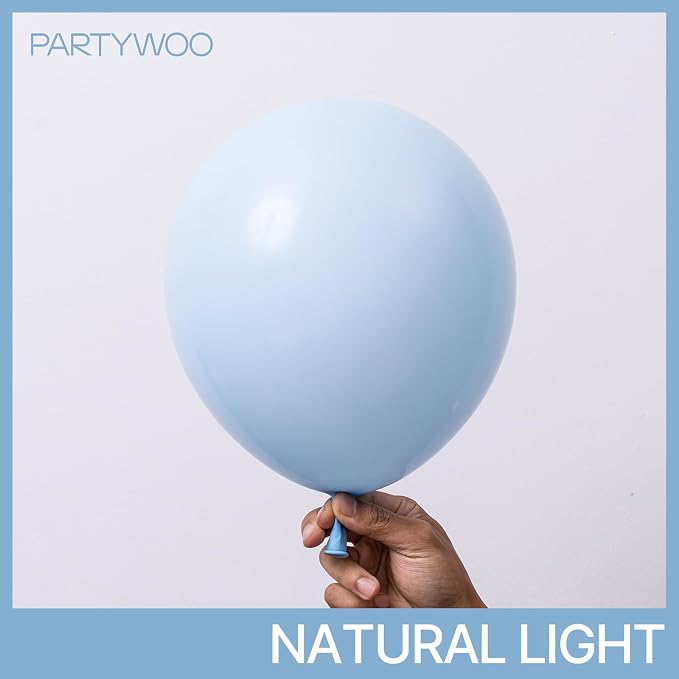 PartyWoo Baby Blue Balloons 100pcs Light Pastel Sky Aqua Blue Color | Balloons - Image 2