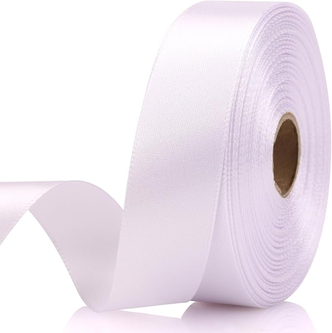 7/8 Inch 30 Yards White Satin Craft Ribbon-Single Face Polyester Ribbon by Unknown