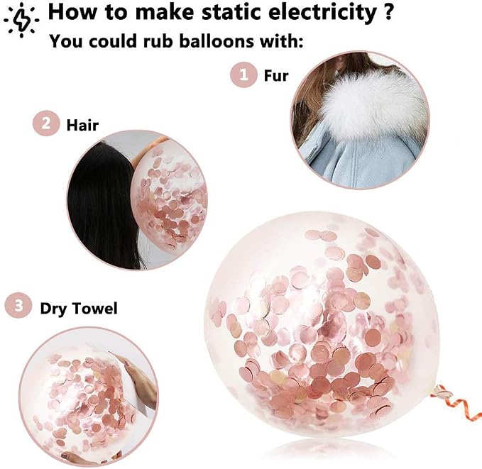 Rose Gold Confetti Latex Balloons, 50 pack 12 inch Birthday Balloons - Image 6
