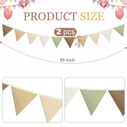 Oudain 2 Pcs Pennant Banner Flags Nursery Garland Triangle Bunting Flags - Image 2