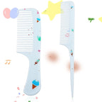 Toddler Comb Set, Small Cute Fine Tooth Baby Comb & Rat Tail Comb for Hair Styling, Blue Mini Toddler Hair Comb Plastic Parting Combs, Anti-Static Hairdressing Comb for Baby Girl Wet Dry Hair (2Pcs)