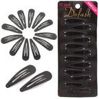 Dofash 12PCS Snap Hair Clips For Women-Non Slip & Metal Hair Barrettes, 5cm 2'' Small Clips For Thin & Fine Hair, Matte finished black