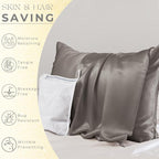 PROMEED 23 Momme Grade 6A+ Mulberry Silk Pillowcase 2 Pack, 100% Natural Silk Pillow Cases Set of 2, Premium Silk Pillow Case Cover for Hair and Skin (Queen 20"x30", Grey)